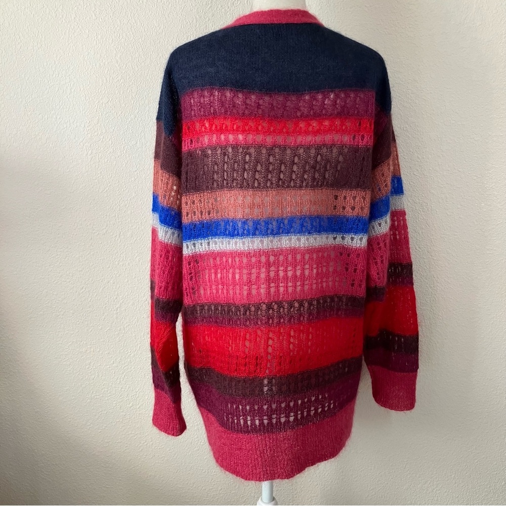 RAG & BONE Oversized Cardigan Sweater M Mohair Silk Stripe Streetwear Bohemian - Picture 11 of 14